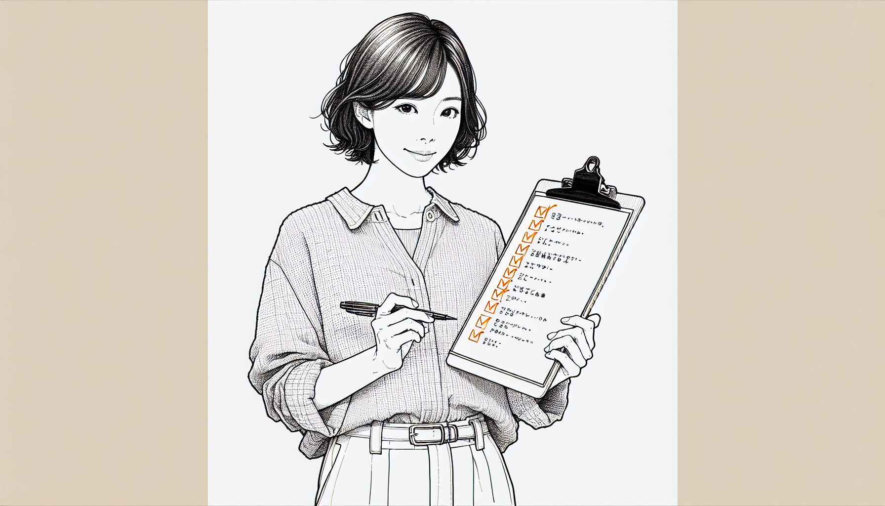 復学支援の選び方チェックリストを確認する母親のイラスト